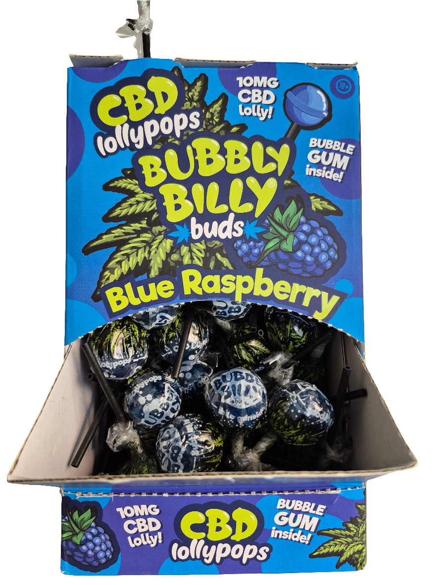 Sucette Framboise bleu et Chewing-gum CBD - CBD lollypops - sucette CBD - bonbon CBD - 