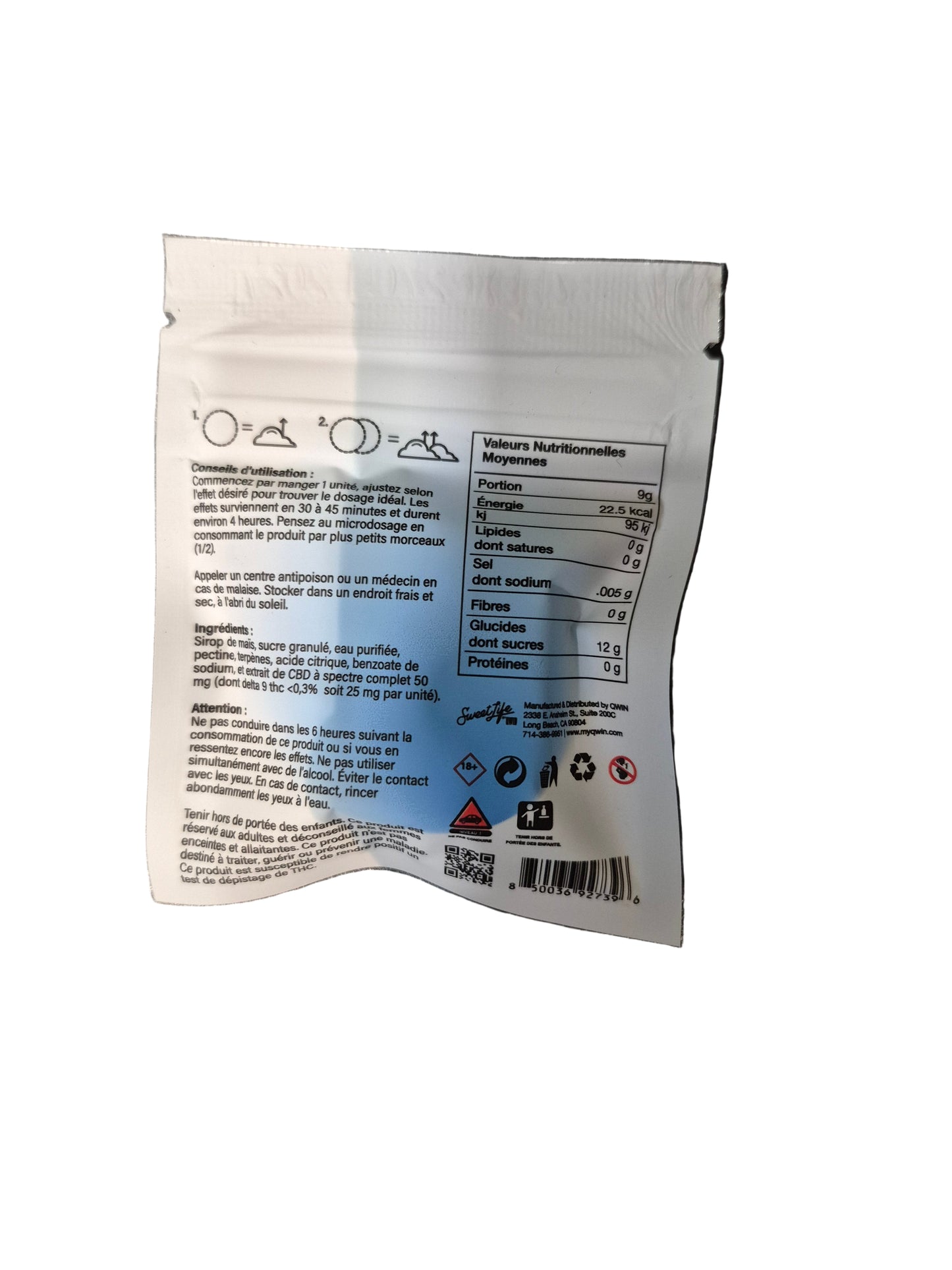 Gummies 25mg Delta-9 - Puffy - Petite mignonne - 2 bonbons 12,5mg Delta-9 par sachet - goût Kush baies